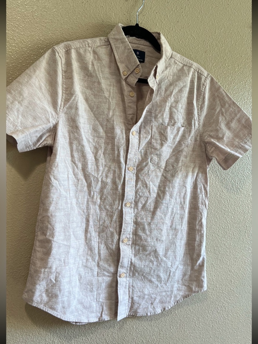 Ben Sherman Casual Short-Sleeve Button-Down Shirt Light Beige size‎ small